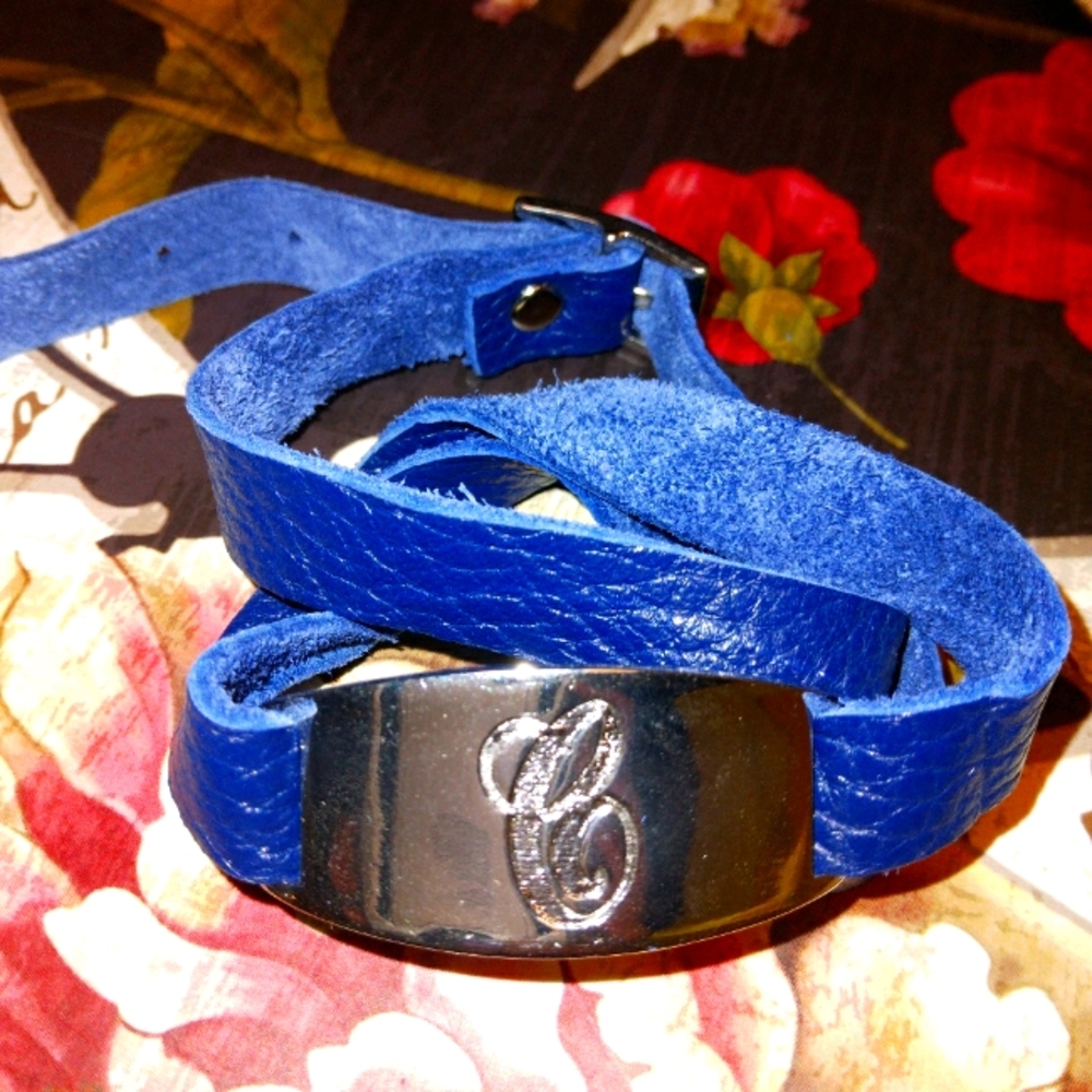 Lisa Stewart Initial "C" Blue Wrap Bracelet